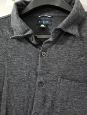 Kit Ace Shirt Mens L City Tech Button Up Micro Pique Soft Stretch Fitted Slim