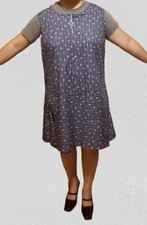 L XL Blue Red Yellow 1960s Romper Drop Waist Flared Skirt Skort Shorts Dress