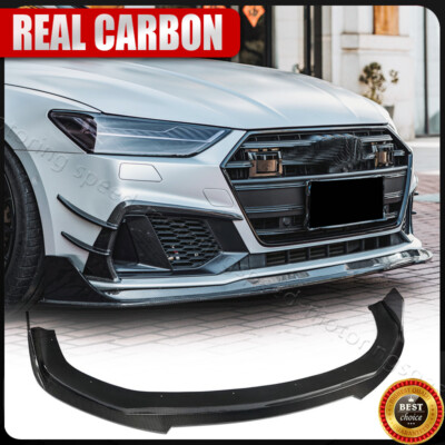 Real Carbon Fiber Front Bumper Lip Spoiler Splitter for Audi A7-SLINE S7 2019-20