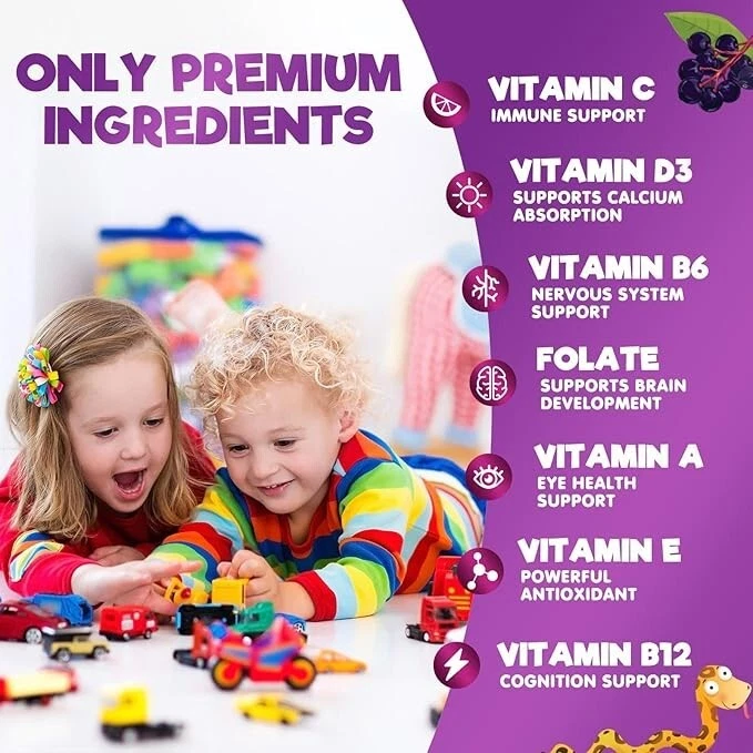 Kids Multivitamin Gummies - Daily Vitamins for Kids, Vitamin C, D3, Zinc Immune - Image 3 of 4