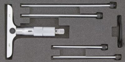 SPI 0 to 12'' Range, 12 Rod, Mechanical Depth Micrometer Ratchet Stop Thimble,...