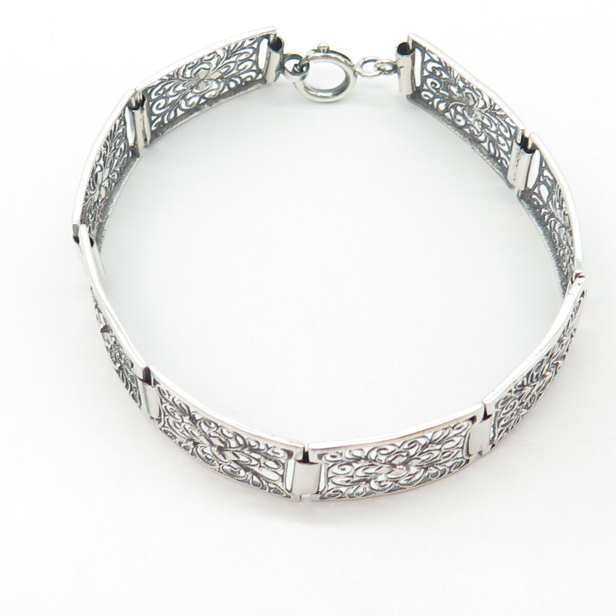835 Silver Vintage Ornate Panel Link Bracelet 7.5 835 Silver Vintage Ornate Panel Link Bracelet 7.5