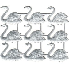Scrap Diecut German Dresden Silver Foil Paper Swans Victorian Crafts