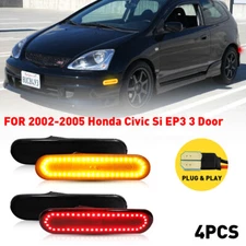 For Honda Civic Si EP3 3DR 02-05 Smoked Front + Rear LED Side Marker Lights