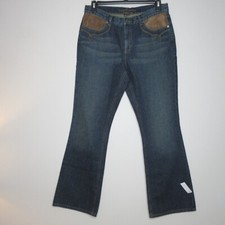 Lauren Jean Co. Ralph Lauren Women's Leather Pocket Western Flare Jeans 10 B50