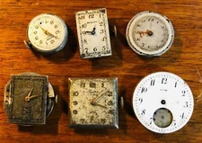 Vintage Watch Parts Movement + Faces - Medana Brewster Banner Rode Engelton Hafi