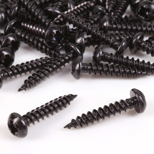 6G x 5/8" BLACK ROUND HEAD WOOD SCREW Japanned Twin Thread Pozi CHOOSE