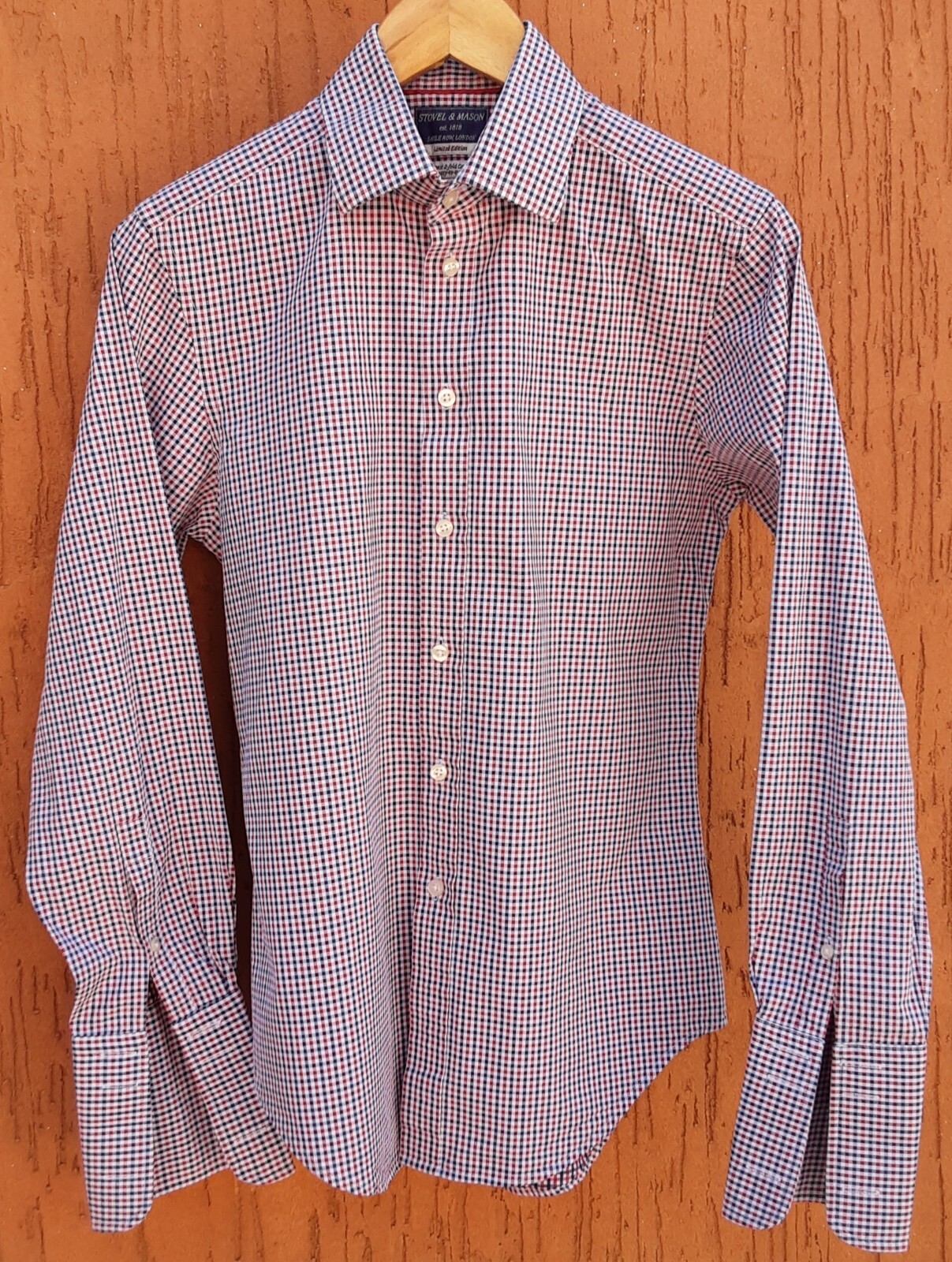 FILA Stovel & Mason Saville Row CAMICIA A QUADRETTI DA UOMO ROSSA E BLU ""Ltd modifica"" taglia 15 5
