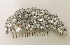 Leaf Design Sparkling Bridal Hair Comb made with Rhinestones and Crystals