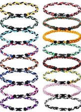 Set of 2 - Titanium Sports Necklace Twisted Braided Rope Baseball Softball