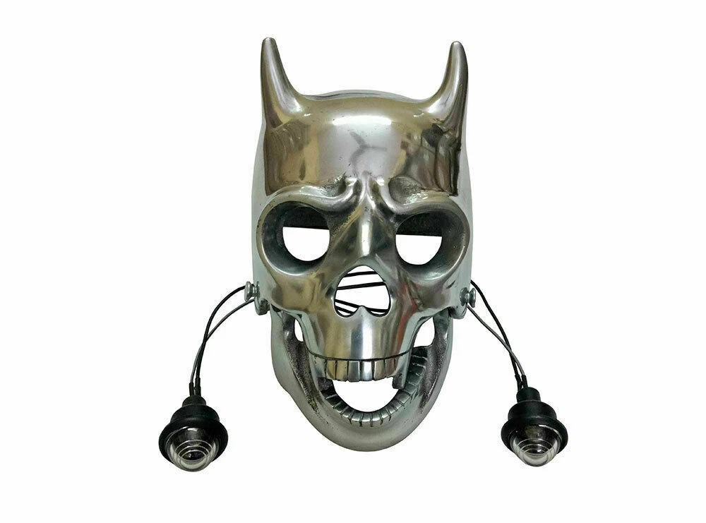 For BSA NORTON TRIUMPH CHOPPER BOBBERR SKULL HEADLIGHT WITH LIGHT IN EYES view 2