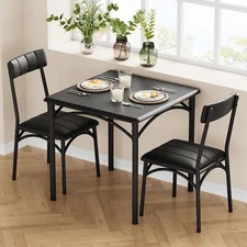 3 Piece Dining Room Table Set ,Square Kitchen Table and 2 Chair for Small Space