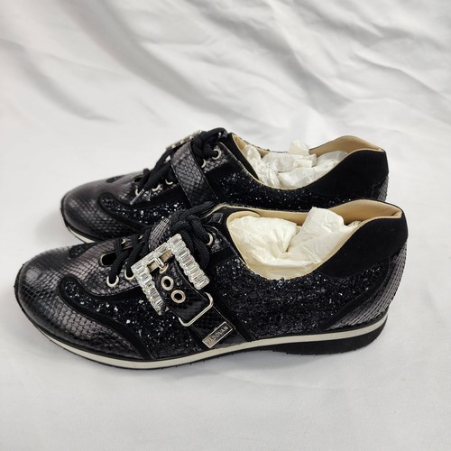 LUCIANO PADOVAN Black Sparkle Bling Sneakers Shoes Womens Size 8.5 New Flats - Picture 14 of 19
