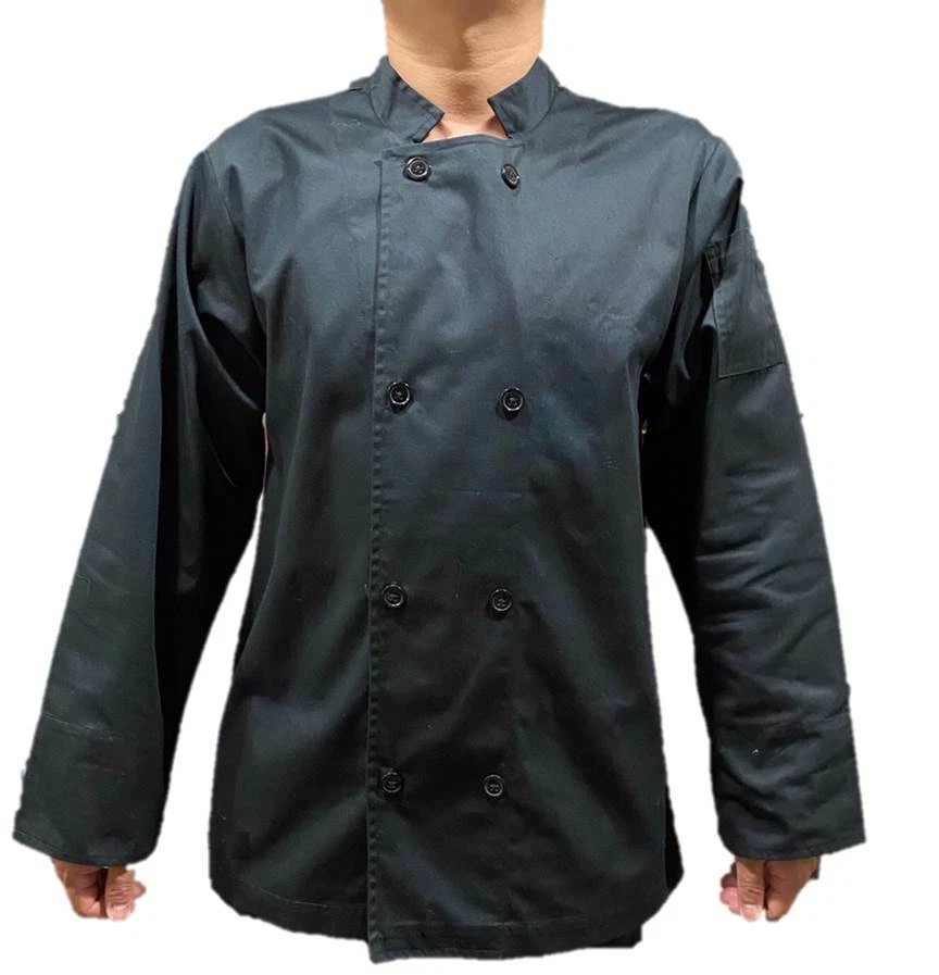 Stylish Men Women Unisex Chef Coat Jacket Kitchen Work Cook Uniform Long Sleeve - Image 3 of 4