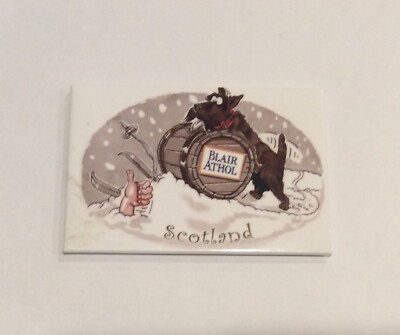 Blair Athol Distillery Scotch Whiskey Rescue Dog Skiing Scotland Fridge Magnet