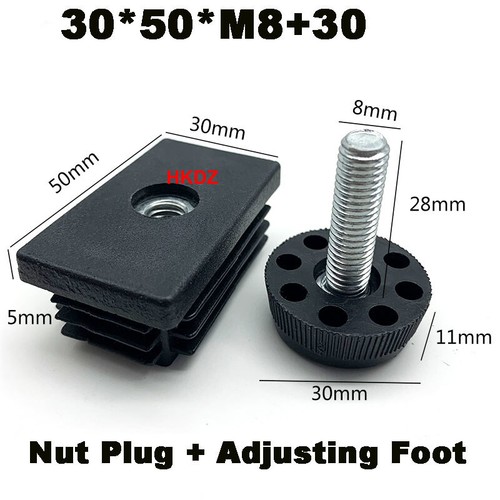 Square Tube Inserts End Caps/Adjustable Table Foot Furniture Leveling Feet/Nuts - Picture 33 of 44