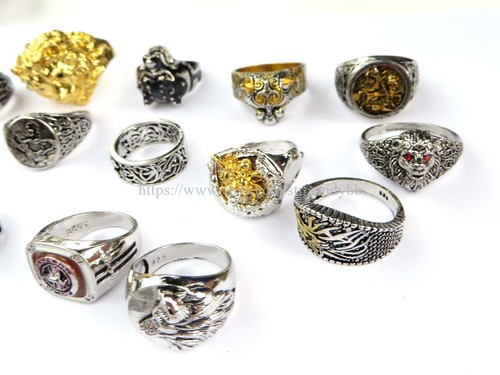 Biker Rings Lot 24 pcs gothic skull wolf wholesale men jewelry - Picture 4 of 12