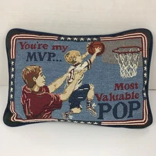 You're My MVP Most Valuable Pop Tapestry Needlepoint Small Pillow Basketball Dad