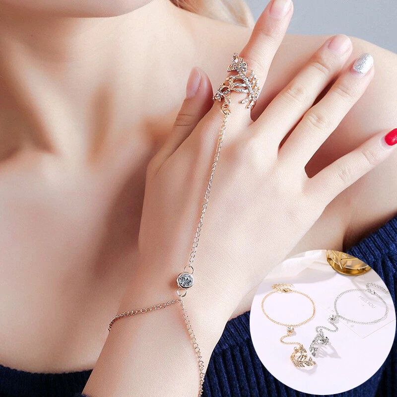 Finger Ring Women Chain, Finger Butterfly Chain Ring