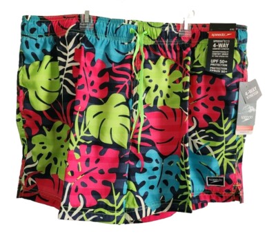 Speed Eco 4-Way Comfort Stretch Mens Size XXL Multicolor Tropical Print Swimwear