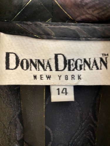 Vintage 80s Donna Degnan Bodysuit Formal Sheer Metallic Wrap V-Neck Lace Size 14 - Picture 3 of 8