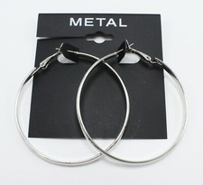 Beautiful New Silver Tone 2" Diameter Hoop Earrings NWT E1158