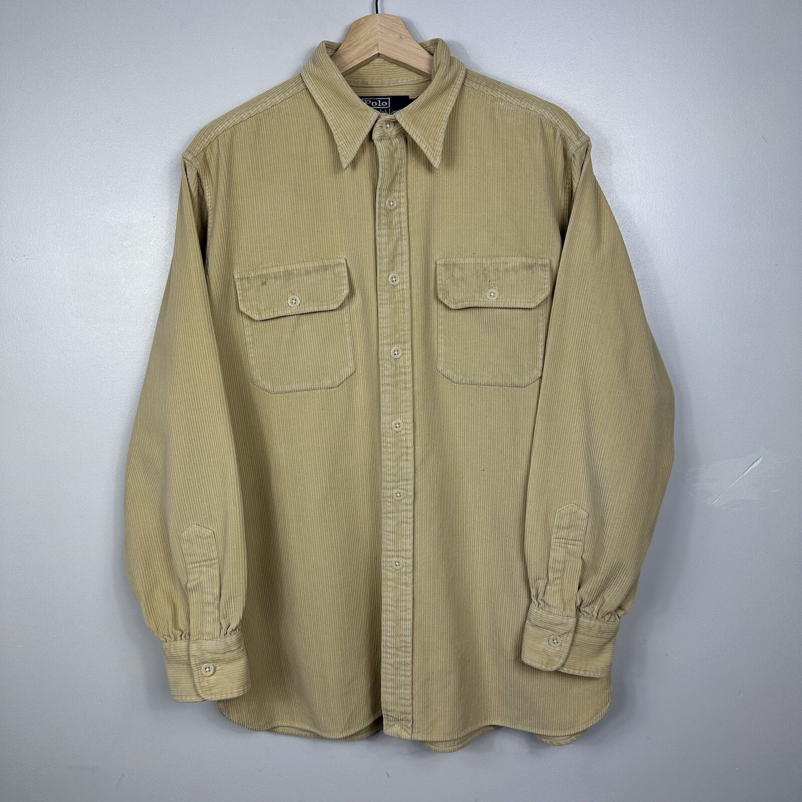 Vintage Polo Ralph Lauren Thick Corduroy Shirt, Cord, Sand Yellow, Mens Medium