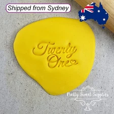 TWENTY ONE Embosser 60mm by Custom Cookie Cutters Cake Decorating Fondant