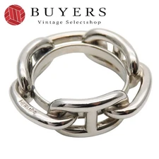Hermes Scarf Ring Legato Chain Silver Used Fashion Jewelry