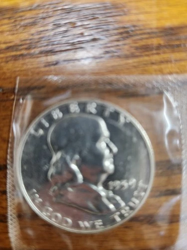 1959 franklin half dollar proof , TONED COIN,  In Original Cellophane