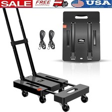 Folding Hand Truck 500LB Heavy Duty Utility Cart W/ 6 Wheels Elastic Ropes New