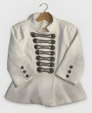 Beautiful Women  s Military Style Blazer, Boucle White Tweed, Medium