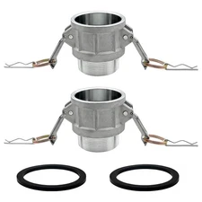 2PCS Type B Aluminum Camlock Fitting 2 Inch Plug x 2 Inch NPT Male with Gasket