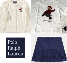 NWT, Girls Ralph Lauren SET of 3. Polo Bear Cardigan  Tee Skort Size 4. Eu 104