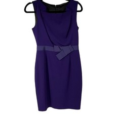 Elie Tahari Purple‎ Silk Unique Neckline Dress Womens 4