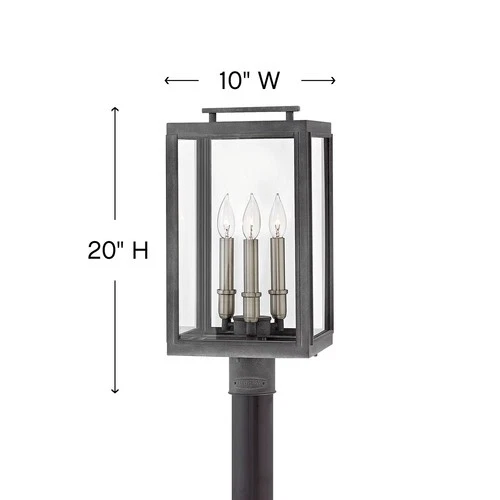 Hinkley Lighting 2911 Sutcliffe 120v 3 Light 20" Tall Post Light - Bronze - Picture 5 of 6