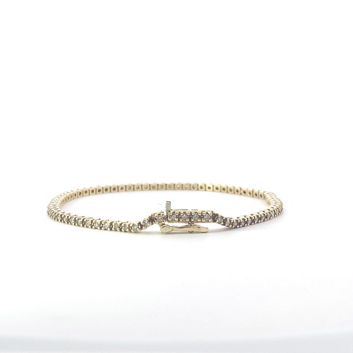 14K Yellow Gold 1 CTW Natural Diamond 3mm Dainty Fashion Tennis Bracelet 7.25"