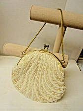 Vintage Beaded Evening Bag Purse Hand Made In Hong Kong Gold Tone Chain Strap VG