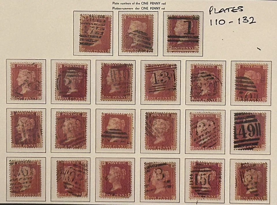 Placas rojas QV 1858 1d centavo 110-132 Fu a Gu ver escaneos - Imagen 1 de 1