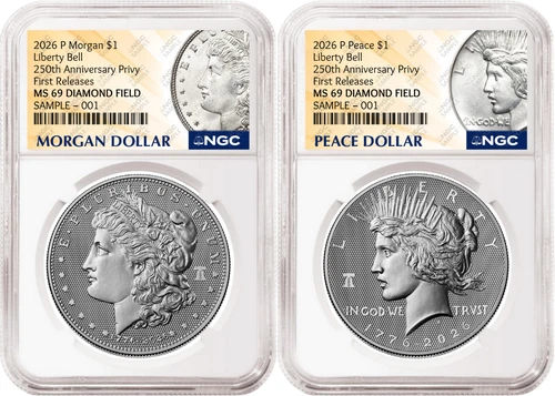 2 Coin Set 2026 Morgan Peace Diamond Field 250 Privy NGC MS69 FR MP Presale2 - product listing photo