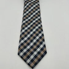 Scott Allan Collection Men's Tie Striped Checked Microfibre Navy Brown White