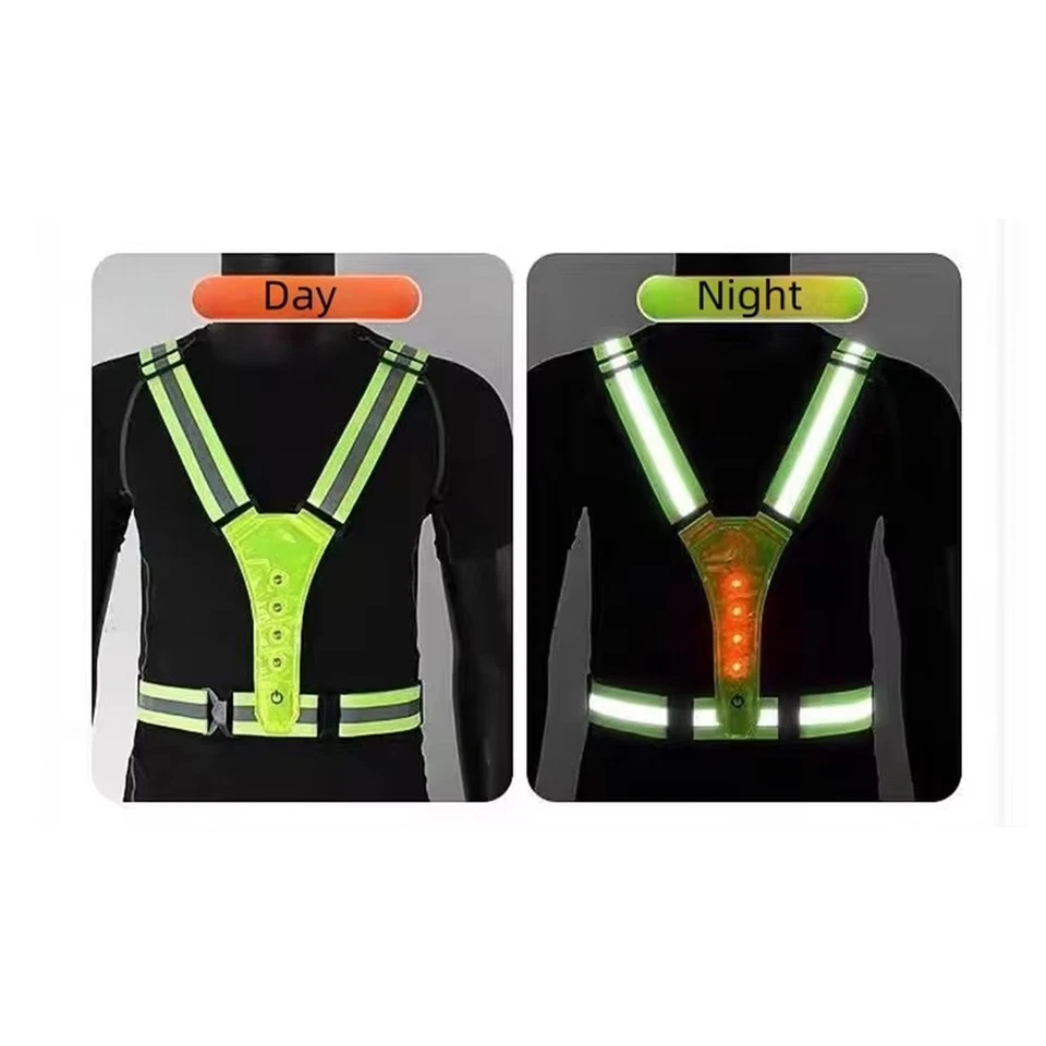 Flashing Safety Hi Vis Viz Reflective Belt Walking Running Bike Red Light Cycle - Image 2 of 4