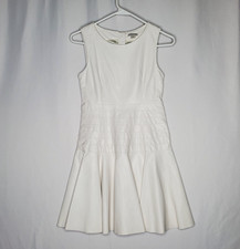 Habitual Girls Sleeveless Flounce Dress 12T Faux Leather Cream Drop-Waist Mini