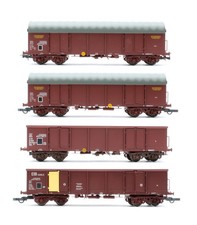 LILIPUT SPUR "HO" SCHWADER 4 SNCF BRAUN VERSCHIEDENE OFFENE & GEDECKTE GÜTERWAGEN