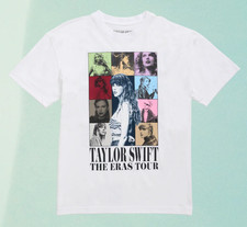 New - Taylor Swift  The Eras Tour Through LA White T-Shirt - Size Youth Large
