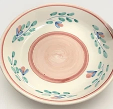 CALECA Italian Pottery Pasta Salad Bowl Pink Floral 8.5" Cottage Western Retro