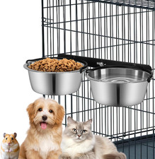 Dog Crate Water Bowl No Spill Hanging,2 Pack Stainless Steel Dog Bowl for Cage,K