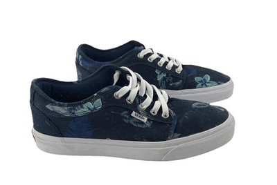 VANS World s # 1 Skateboard Shoe Pro Floral Men s 9 Off The Wall Blue Low Top