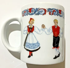 Berqquist Imports Coffee Cup Norwegian Hardanger Dancers Figgio Norway