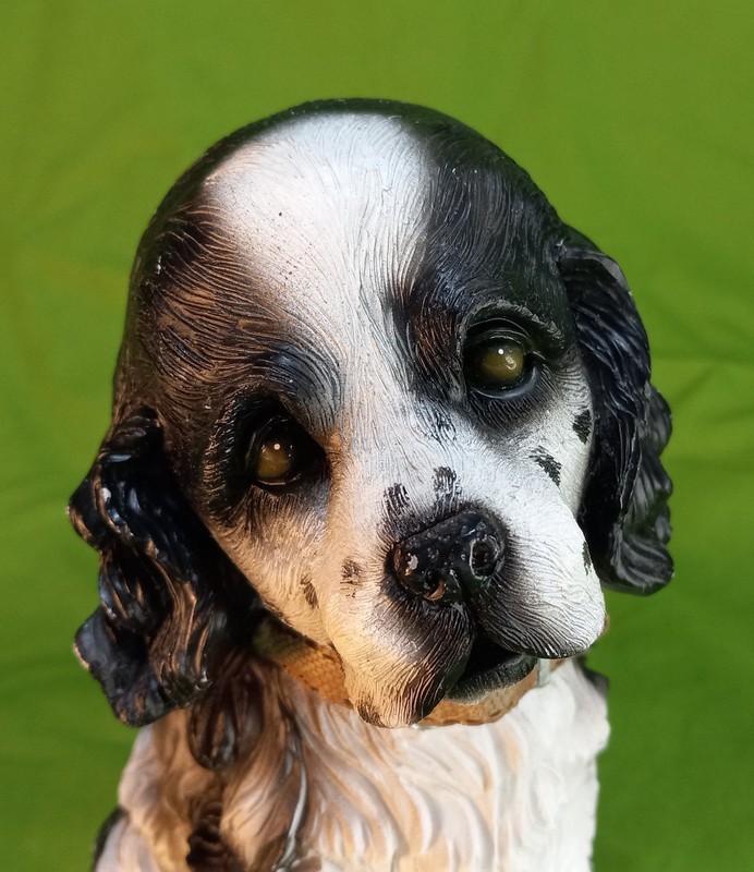 Cocker Spaniel Figure Statue Dog Puppy 6 3/4 " Black White Spotted 